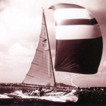 Pampero blasts down the harbour in a fresh breeze under a big spinnaker (Stewart Association Collection)