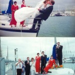 Sarah and Pete take their vows aboard Promise (Stewart Association Collection)
